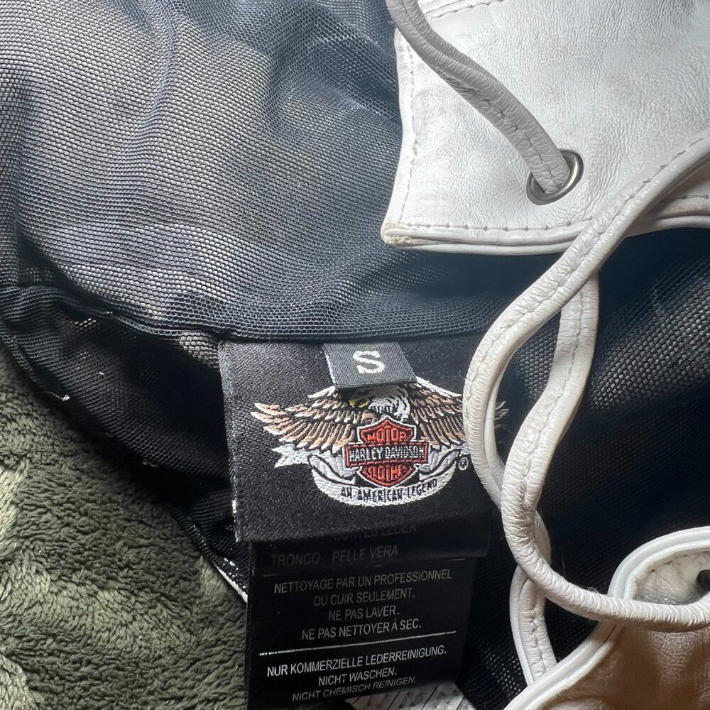 90's Vintage Harley Davidson White Leather Halter Top - Picture 6 of 7